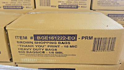 1/6 Brown Thank you T-Shirt Bags 18 mic Heavy duty bags 600 bags/cs shopping bag