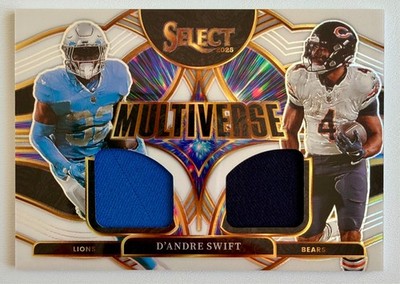 D'Andre Swift 2025 Panini Select Multiverse Dual Patch White Prizm #MVJ-DST /99