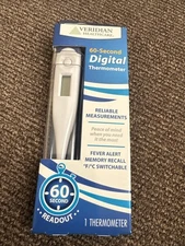 Veridian Digital Thermometer | 60-Second Readout | Fever Alert + Memory Recal...