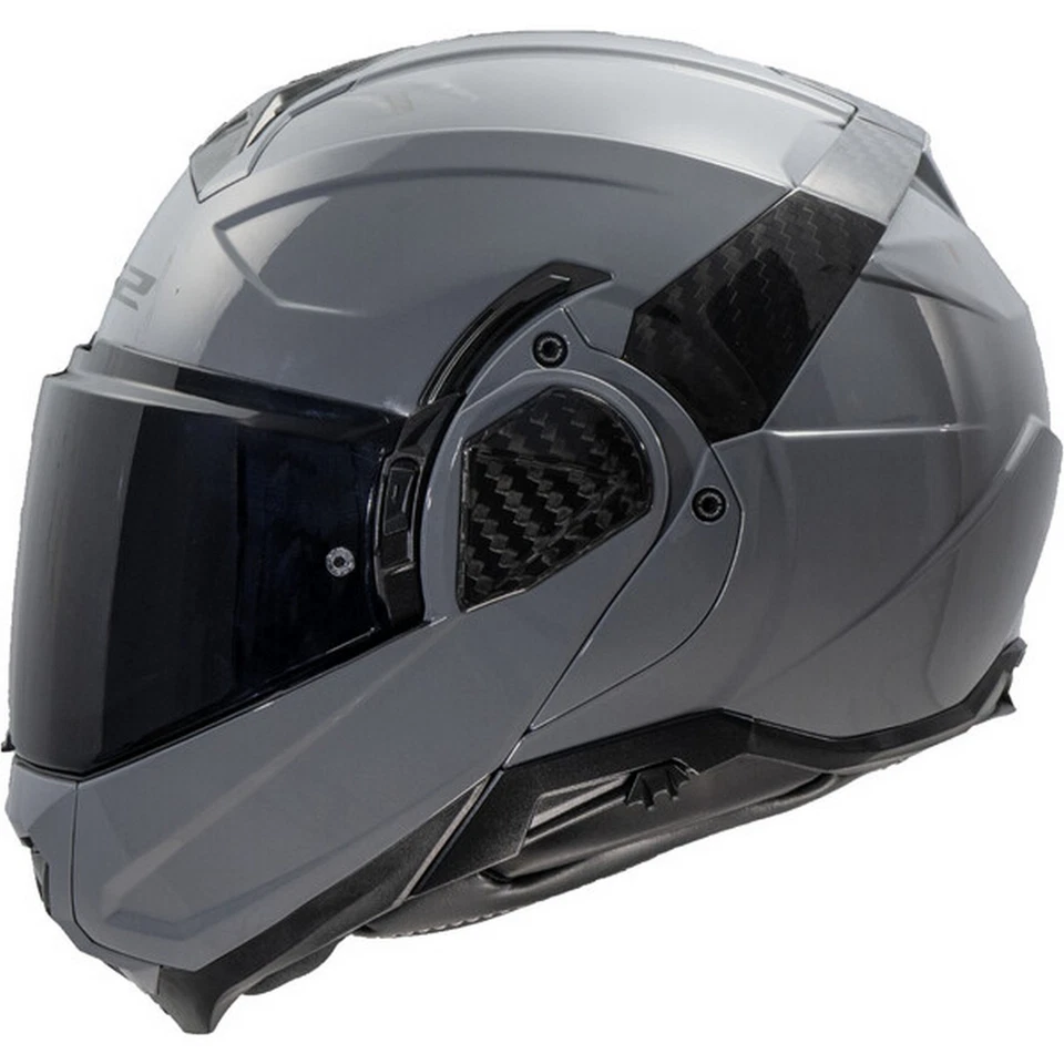 Casco de motocicleta modular sólido LS2 Advant II con protector solar gris concreto Foto 2 de 4