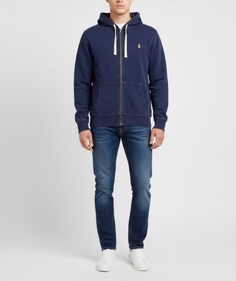 Polo Ralph Lauren Hoodie Mens Large Full Zip Waffle Fleece Big Pony Navy Jacket