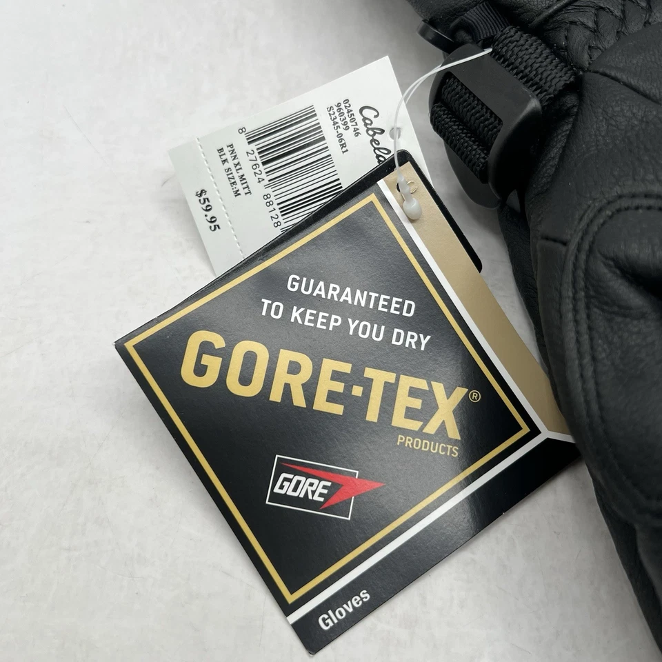 Cabela’s Gore-Tex Leather Black Mittens Medium Thinsulate 3M New Ski Snowboard - Image 3 of 4