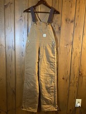Vtg 1996 Carhartt BQ626 Quilt Lined Duck Bib Overalls Brown Youth XL 18-20 USA