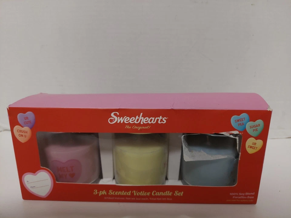 Sweethearts 3 Pack Scented Votive Candle Set Valentines Day New In Box - Image 2 of 4