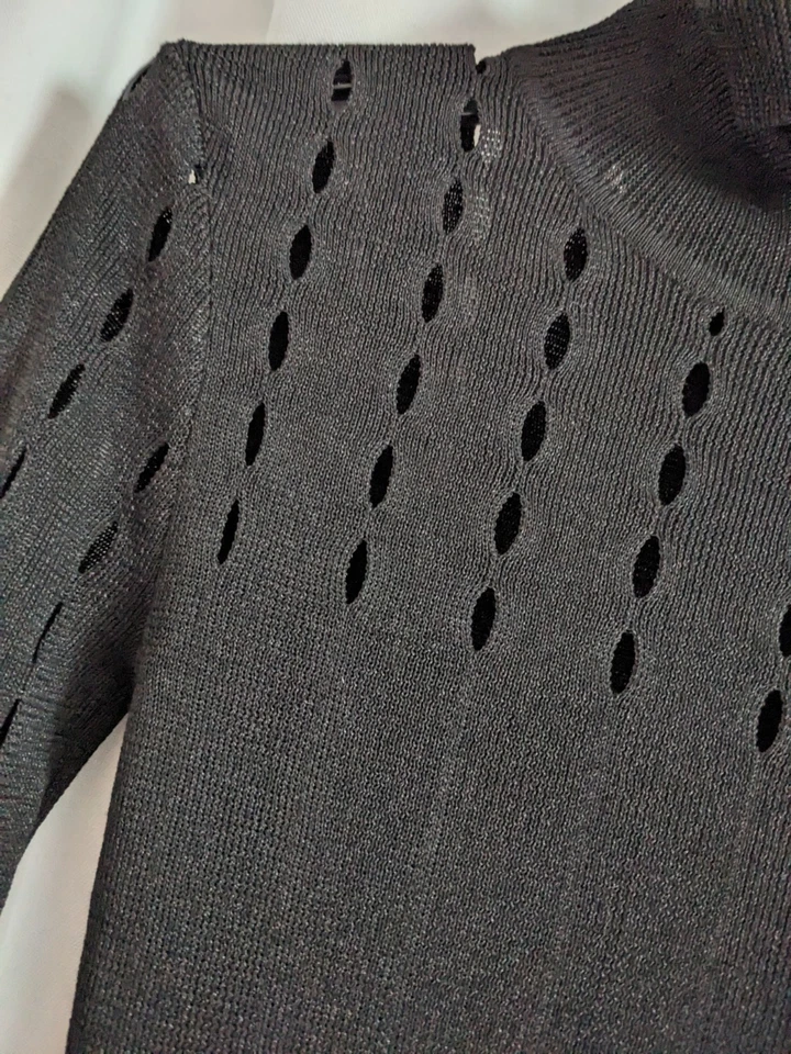 Женская черная вязаная эластичная имитация черепахового шеи свитер топ блузка Alice Olivia XS - Изображение 2 из 4