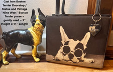 Cast Iron Boston Terrier Doorstop "NINE WEST" Vintage Boston Terrier Purse