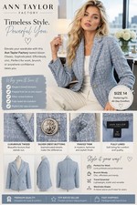 ANN TAYLOR FACTORY Light Blue Tweed Blazer Timeless Elegance