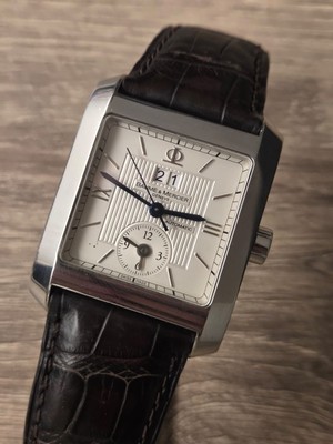 BAUME ET MERCIER HAMPTON DUAL TIME AUTOMATIC SWISS SQUARE XL 65595 34X45MM