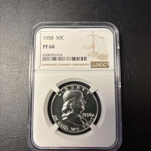 1958 PROOF Franklin Half Dollar 50c Certified by NGC PF66