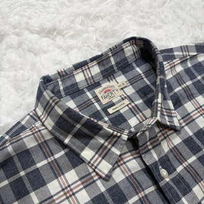 FAHERTY Rainer Flannel Stretch Shirt Mens Size XXL Organic Cotton Blue Plaid New