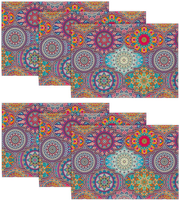 Boho Vintage Geometrie Marokkanisch Mandala Platzsets 6Er Set, 30X45Cm Urlaub Ba