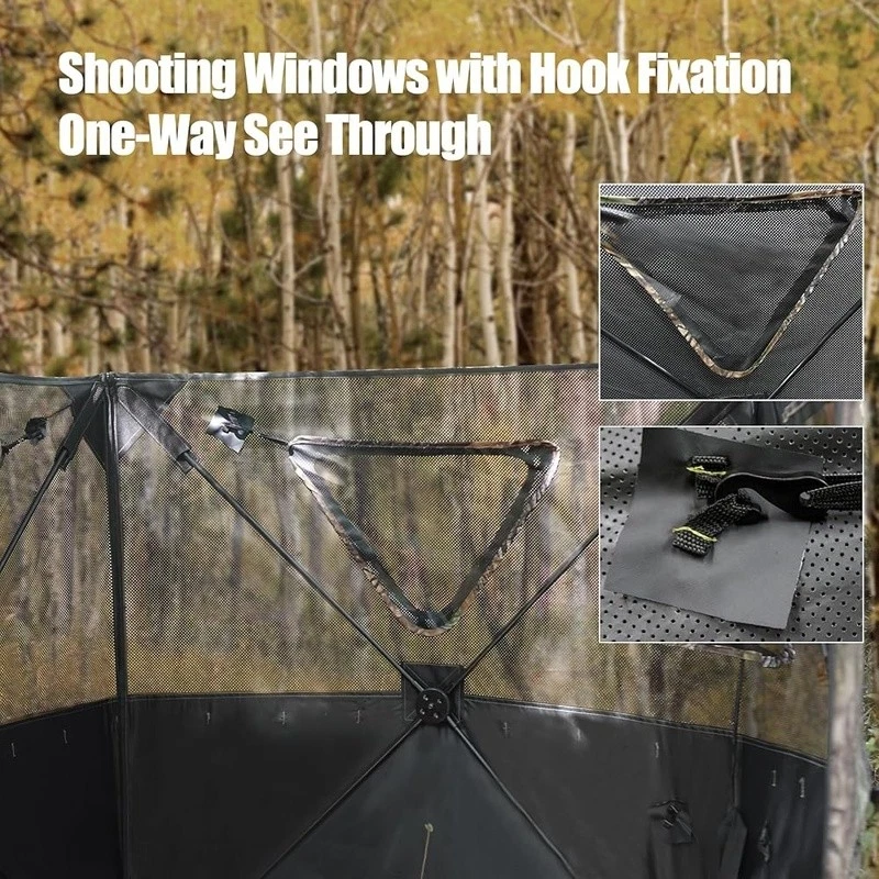 One Way See Through Camouflage Deer Blind Pop Up Ground Hunting Tent 3 Sided New - Image 4 of 4