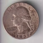 1957-P WASHINGTON QUARTER 25¢ PHILADELPHIA 90% SILVER COIN UNITED STATES MINT