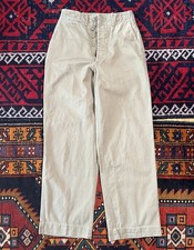 Vintage 1940s WWII USMC Pants Cotton Khaki Military Trousers Korean War Sz 26x31
