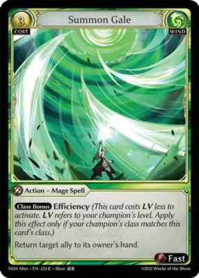 Summon Gale 224 Common Dawn of Ashes Alter Edition Grand Archive TCG