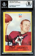 Sonny Jurgensen Beckett BAS Signed 1967 Philadelphia Gum Autograph