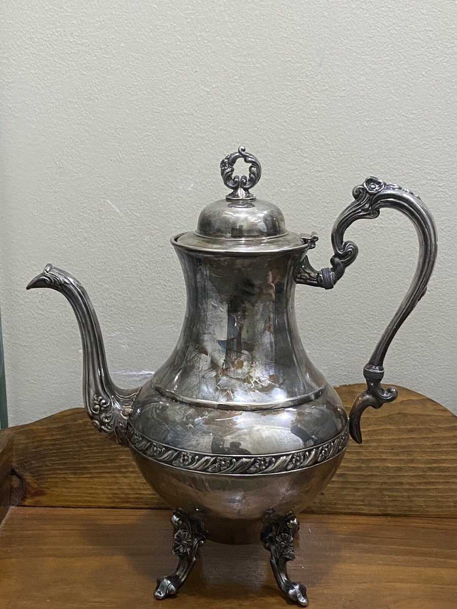 Vintage Silver on Copper Tea Pot British Hallmark Crown S Shield