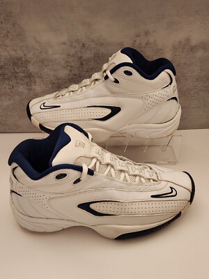 Size 10 - Nike Air Flight Lite Mid White with Blue Trim 730143 Leather  Nice