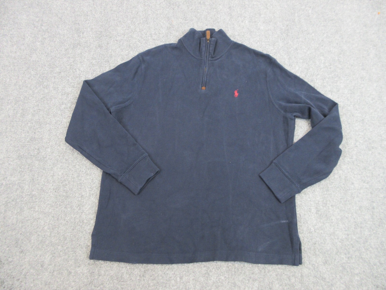 Polo Ralph Lauren maglione uomo grande blu pony logo zip cotone felpa preppy