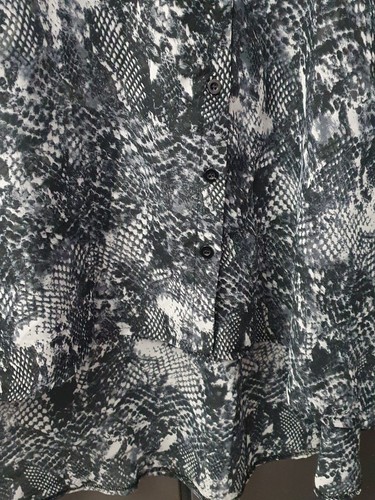 Cotton Club Grey Oversized Shirt UK10 EU38 US6 Leopard Print Hi Low Tunic Blouse - Picture 7 of 15