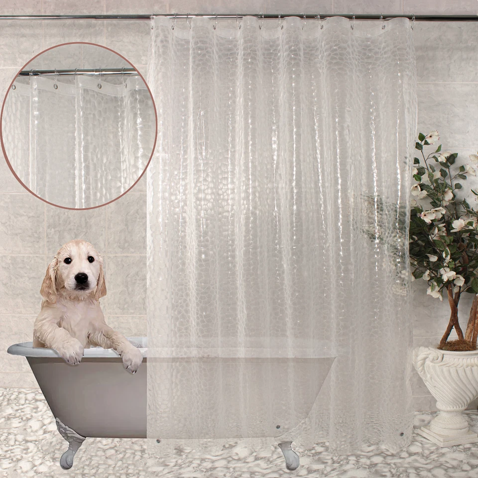 3D PEVA Shower Curtain Liner Heavy 8G Semi Transparent Plastic 70 x 72 in + Hook - Image 2 of 2
