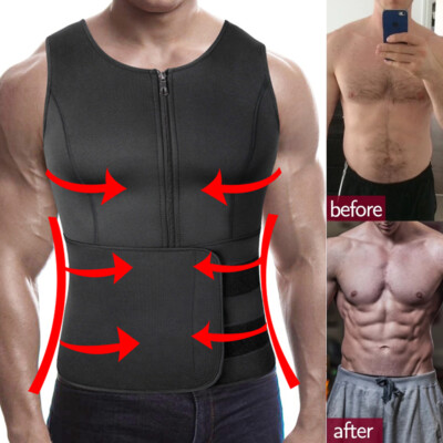 Men's Sweat Sauna Suit Vest Waist Trainer Body Shaper Tank Top Compression Shirt