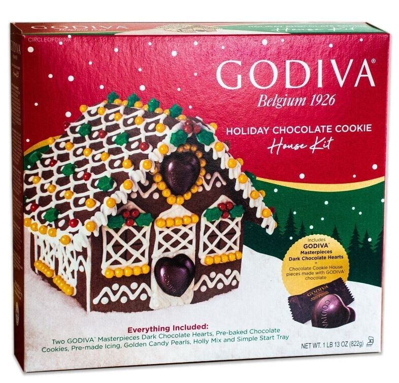 Godiva Chocolate Holiday House Kit - Candy, Icing - Includes Everything - 29 oz