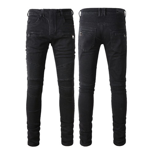 Para Hombre Stretch Biker Skinny Jeans Fit Pantalones Motocicleta Pantalones | eBay