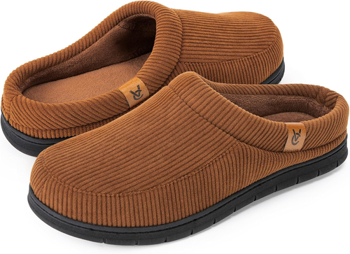 Men'S Moccasin Slippers Comfy Soft Durable Slip-On Indoor Memory Foam House Shoe
