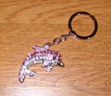 Jumping Dolphin Stainless Steel Keychain (1457P) Australian Crystals