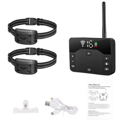 Wireless Electric Dog Fence Pet Containment System Shock Collars For 2 Dog US