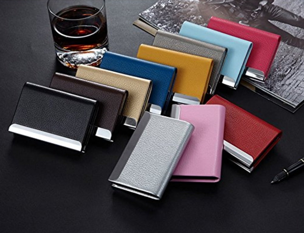 Slim PU Leather Card Holder Wallet - Holds 24 Cards, Pocket Size For Men & Women