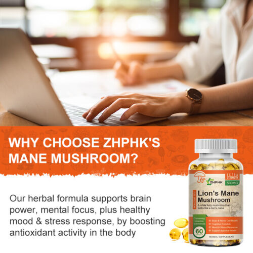 Lions Mane Mushroom 500mg - Immune Boost,Memory & Brain Support 1 Month Supply - Bild 6 von 10