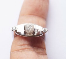 1.25ctsWhite Gray Rough Diamond Ring, Uncut Raw Diamond silver Engagement Ring