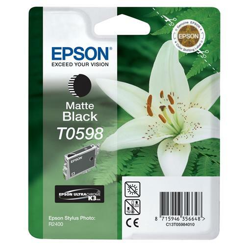 Original Epson T0598 schwarz matt Lilie Stylus Foto Photo 2400 R2400 o.V. - Afbeelding 1 van 2