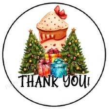 THANK YOU CHRISTMAS LATTE TREES ENVELOPE SEALS LABELS STICKERS PARTY FAVORS
