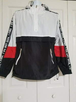 Ajh Contrast Half Zip Graphic Striped Hoodie Hrdsindia Org