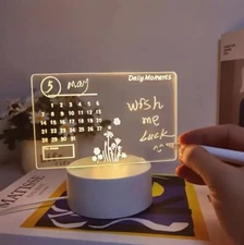 3D LED Light Calendar Note Board Acrylic Night Light USB **US SELLER**