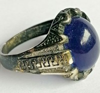 BEAUTIFUL POST MEDIEVAL VINTAGE SILVERED  RING WITH STONE INSERT