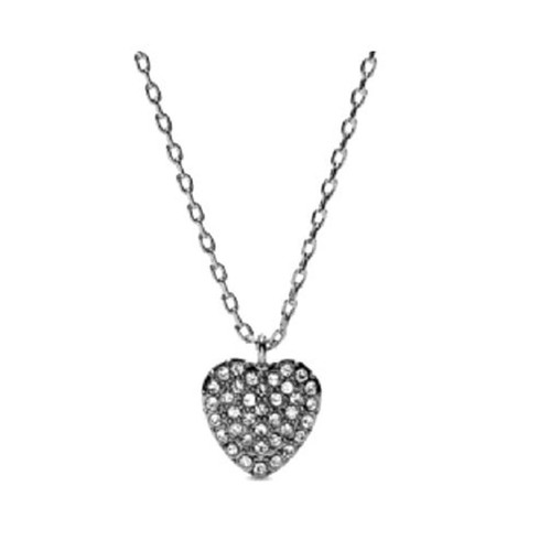 FOSSIL SILVER TONE,CRYSTAL PAVE HEART CHARM,PENDANT,CHAIN NECKLACE JOA00048040 - Picture 2 of 2