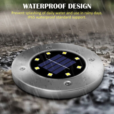 1 -8 PCS Solar in Ground Lights Outdoor Buried Lamp Disk LED Lawn Pathway Lamps