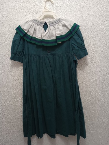 Monday’s Child dress size 6 ruffle collar vintage green navy checkered - Picture 6 of 7