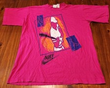 Vintage Nike Tee Large Baseball Grey Tag 90s Sportswear Activewear Pink Rare 