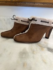 Anne Klein Brown Suede Fur Mules SZ6 NWT