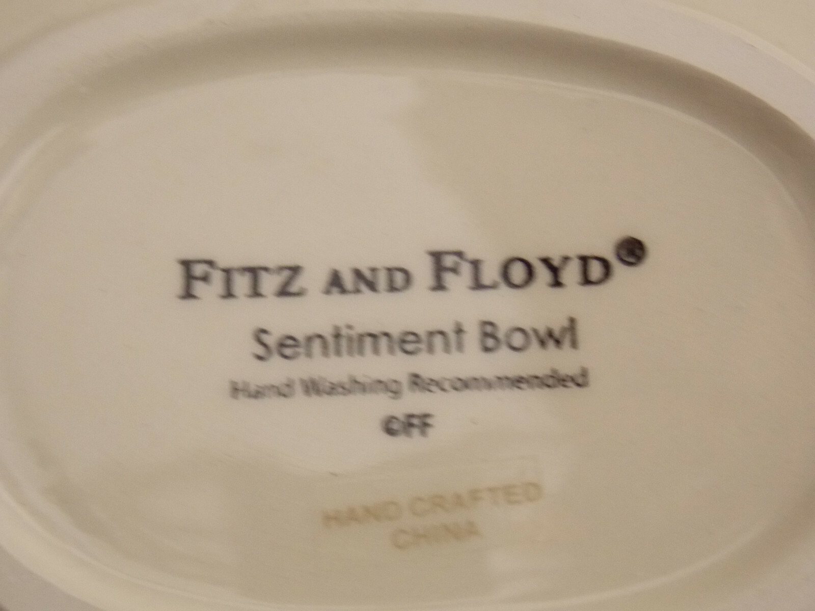 FITZ & FLOYD Holiday Bowl - "Warm Wishes" Sentiment Bowl