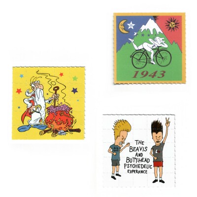 3x Blotter Art  Set 2 LSD Vintage Print Unikat 5x5cm