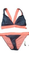 Nike Two Piece Gray Color Block Bikini Set Size Large MSRP 120