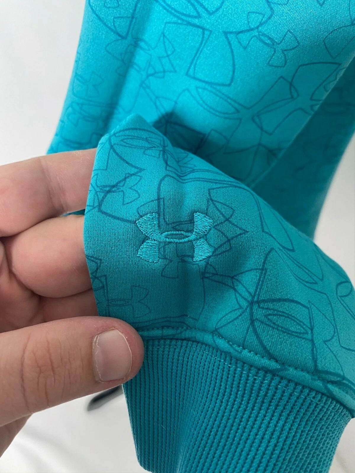 VETEMENTS Felpa con cappuccio Under Armour donna taglia XS blu atletica full zip stampa logo all over