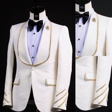 Formal Wedding Men's Suits for Grooms Shawl Lapel Printing Business Party 2 Pcs