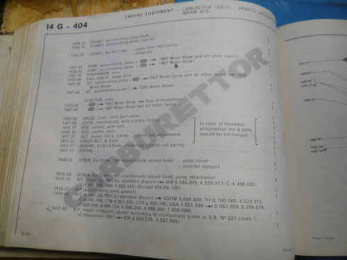Peugeot 404+504+J7, Ricambi carburatore, (1 set) (nuovo & originale) n. 1417.03 - Foto 3 di 5